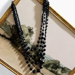 Black Multi-strand Beaded Necklace